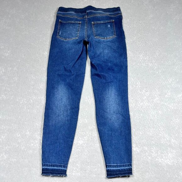 Spanx Jeans Womens Size Medium Blue Distressed Ankle Skinny Jeans Raw Hem - Picture 8 of 11
